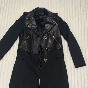 Zara Black Leather Pea Coat